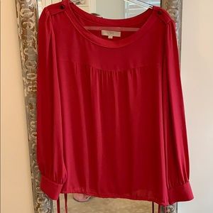 Loft satin shirt with tie bottom